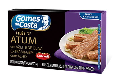 FILES DE ATUM EM AZEITE OLIVA E ALHO 125G