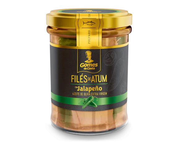 FILES DE ATUM EM VIDRO COM AZEITE E JALAPENO 180G