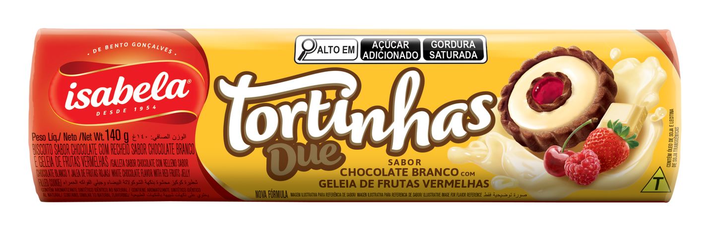 ISAB. TORTINHAS DUE CHOC.BRANCO GEL/FRUTAS 140g