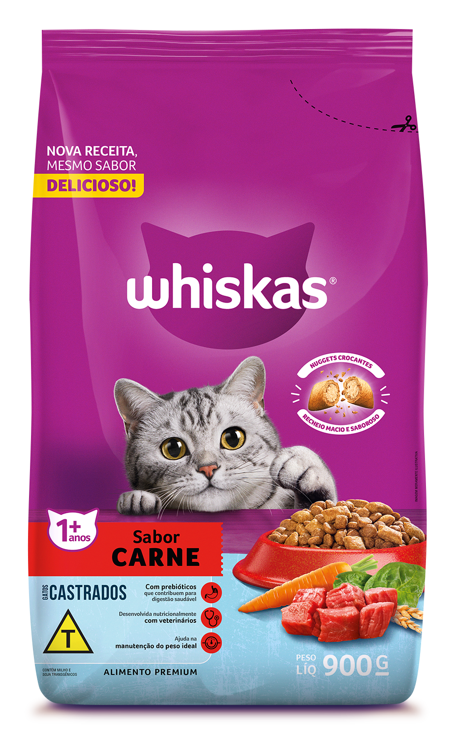 WHISKAS GATOS CAST. CARNE 900g