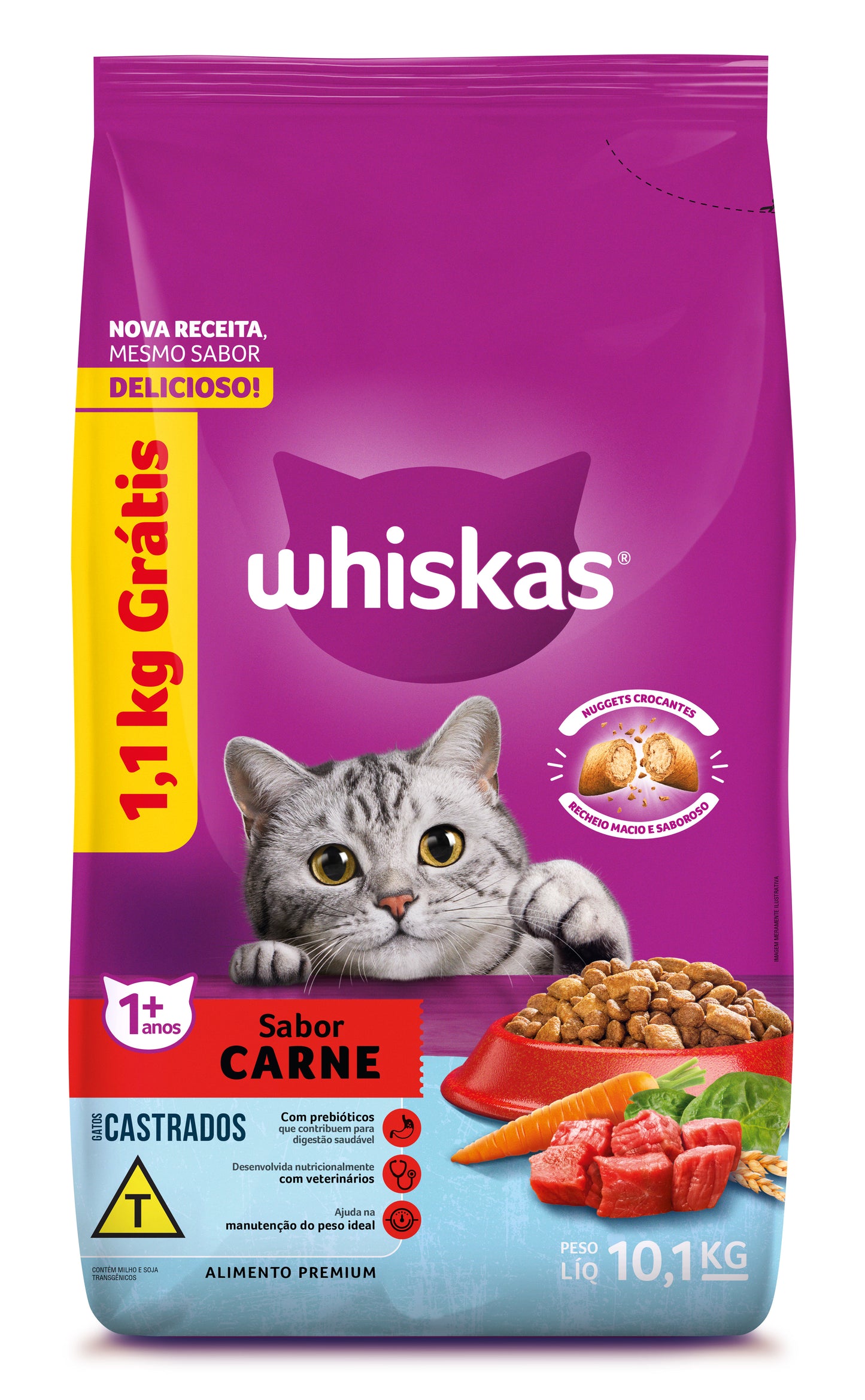 WHISKAS BB GATOS CASTRADOS CARNE LV10,1 PG 9 KG