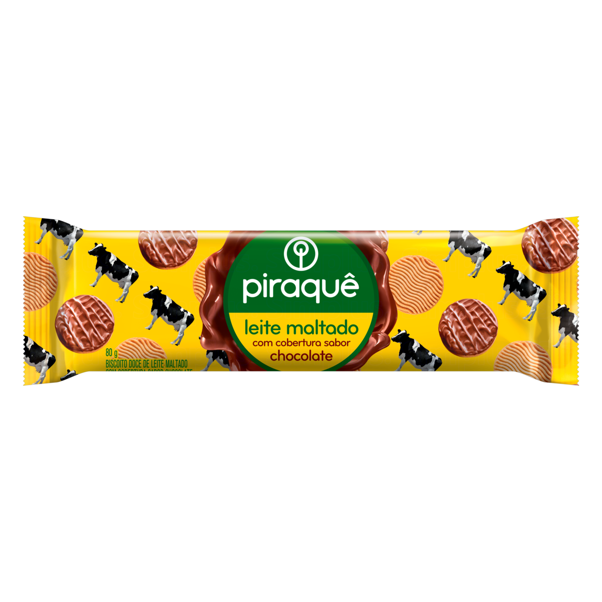 PIRAQUE BISC. LEITE MALTADO COBERTURA CHOC. 80g