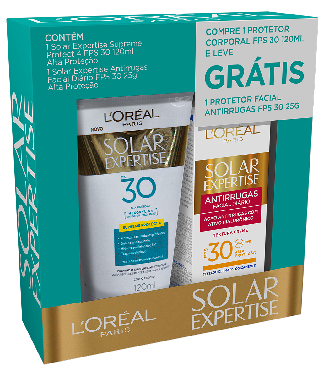 KIT PRO.SOLAR EXPERTISE 120ML FPS 30 + SOLAR FACIAL ANTIRRUGAS 25G FPS 30