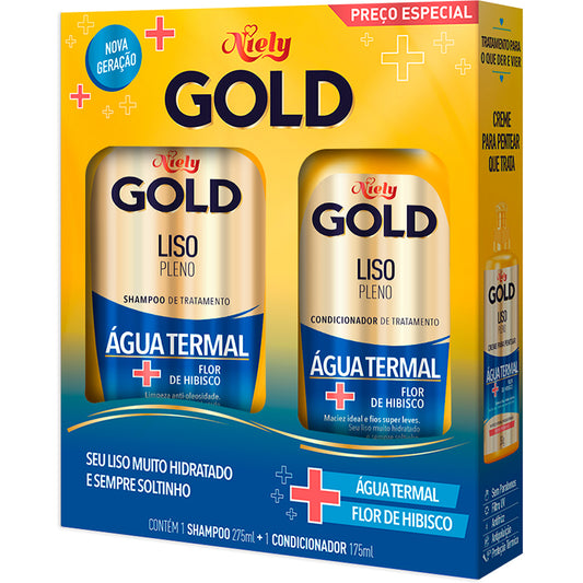 KIT SH.275+CD.175ML NIELY GOLD LISO AGUA TERMAL