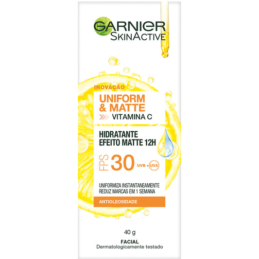 PRO.HIDRAT.FACIAL GARNIER UNIF.&MATTE FPS30 40GR