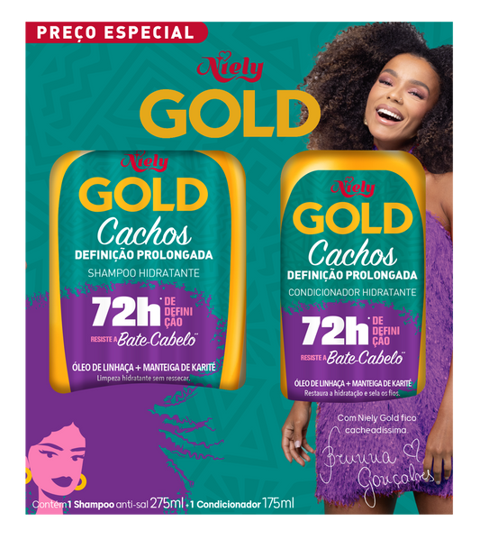 KIT SH.275+CD.175ML NIELY GOLD CACHOS DEF.PROLONGADA