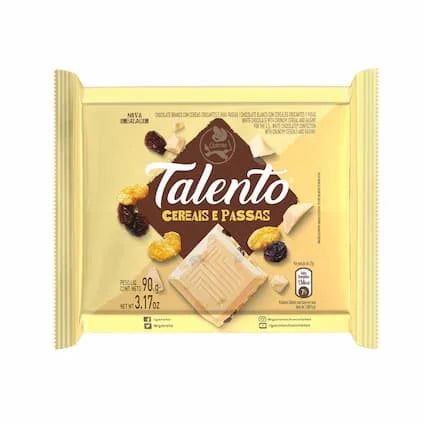 Talento Garoto Chocolate Branco Cereais e Passas - 25g e 85g